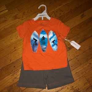 NWT $16 VitaminsKids Orange Surf 2 Piece Set 18M